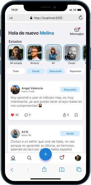 Screenshot of a social feed web application.